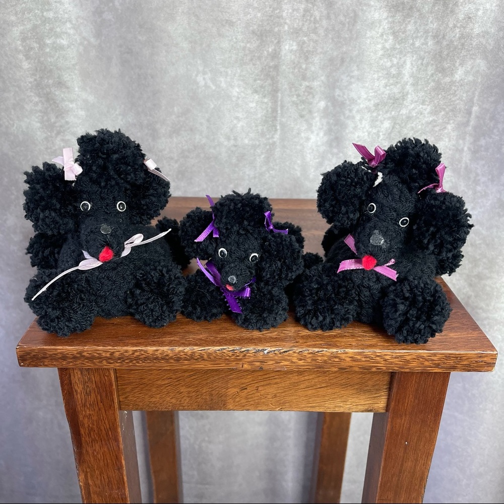 3 Crochet Black Poodle Soap Holders Handmade